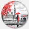 Designart - Couples Walking in London' Landscape Round Circle Metal Wall Art